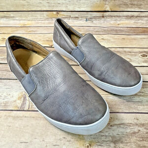 Vionic Womens Gray Leather Demetra Minimalist Slip On Sneakers Shoes Size 8